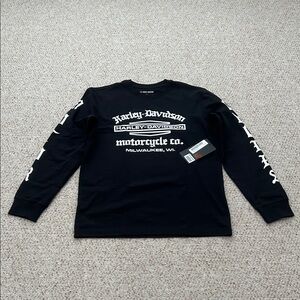 Harley-Davidson Black and White Graphic Long Sleeve Tee